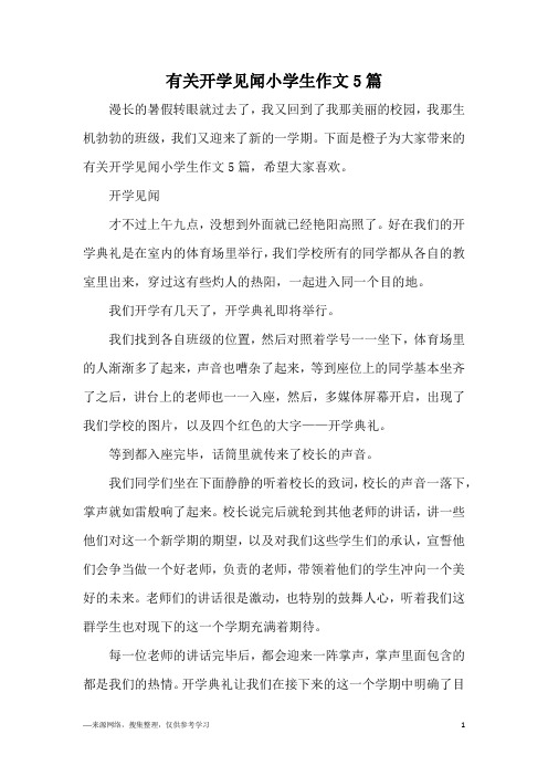 有关开学见闻小学生作文5篇
