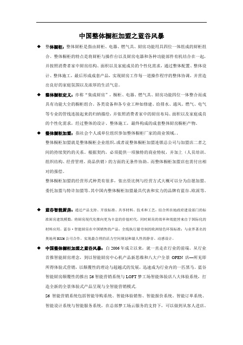 整体橱柜加盟之蓝谷风暴
