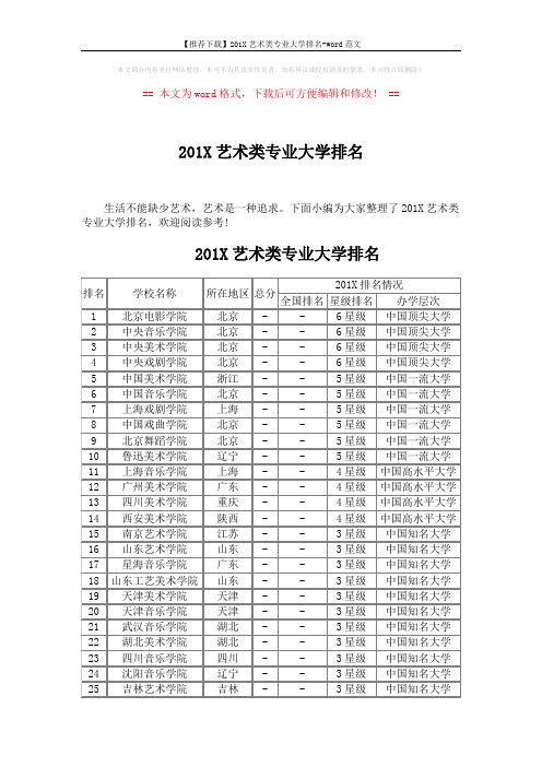【推荐下载】201X艺术类专业大学排名-word范文 (3页)