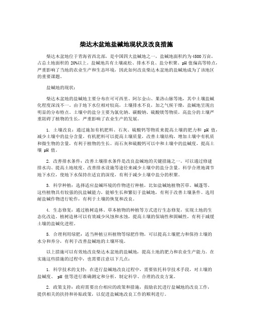 柴达木盆地盐碱地现状及改良措施