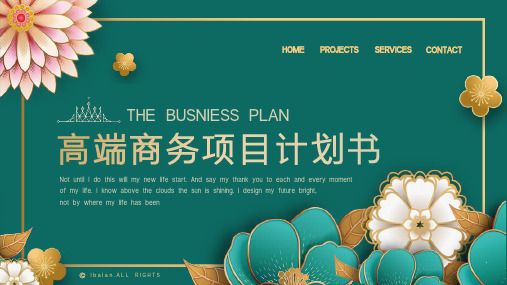 高端烫金立体花商务项目计划书PPT模板