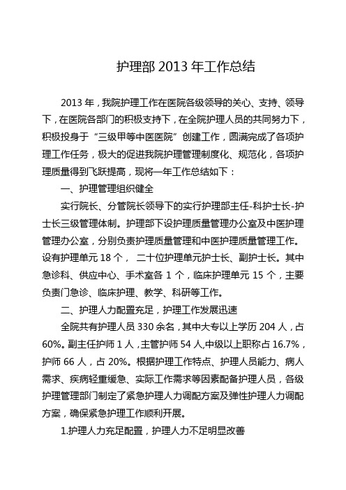 护理部2013年工作总结Microsoft Word 文档