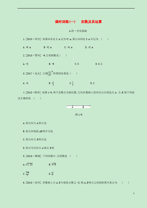 2019年中考数学总复习第一单元数与式课时训练01实数及其运算练习