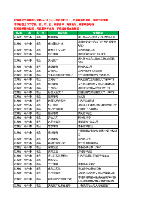 2020新版江苏省徐州市沛县图文工商企业公司商家名录名单黄页联系电话号码地址大全45家