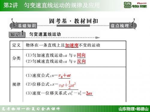 高考物理一轮复习课件：第一章 第2讲 匀变速直线运动的规律及应用