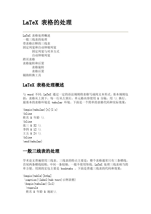LaTeX_表格的处理