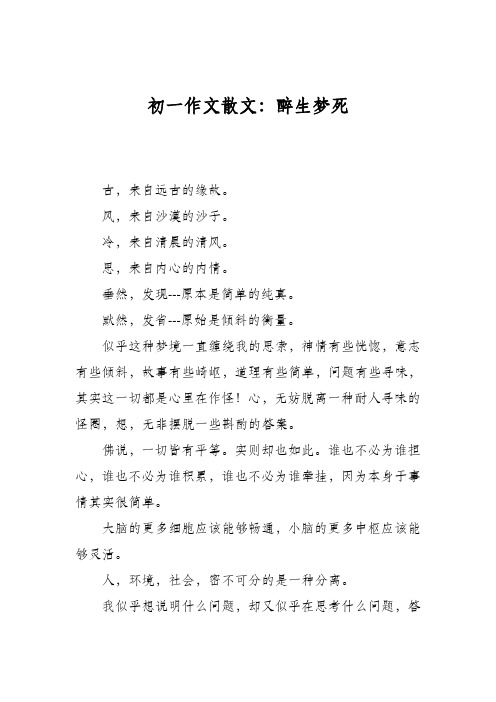 初一作文散文：醉生梦死