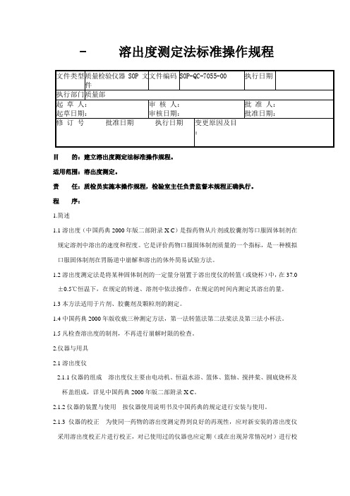 GMP认证全套文件资料55-溶出度测定法标准操作规程