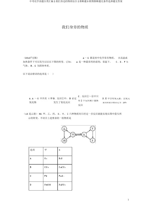 中考化学真题分类汇编2我们身边的物质综合2推断题3框图推断题无条件选择题无答案