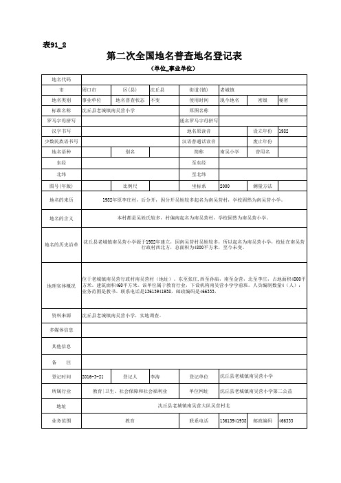 南吴营小学地名普查