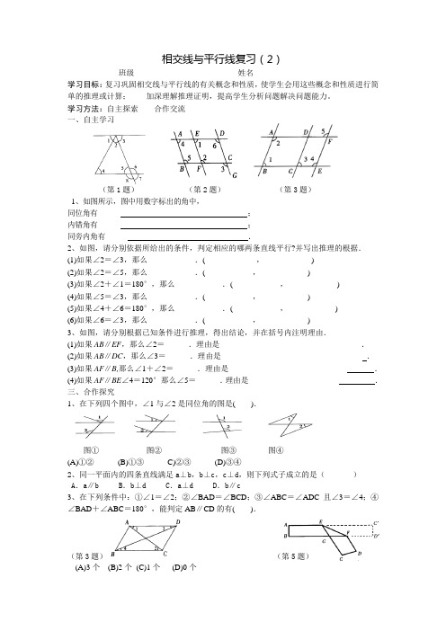 相交线与平行线复习课导学案 2