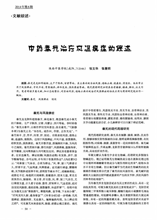 中药秦艽治疗风湿痹症的综述