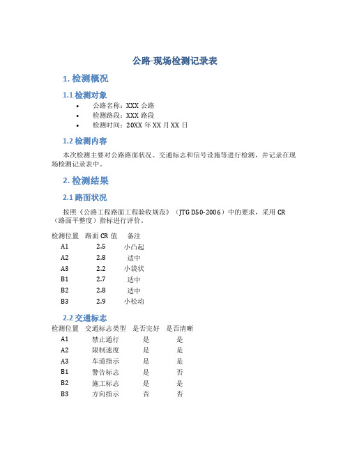 公路-现场检测记录表