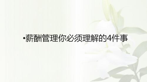 薪酬管理你必须理解的4件事