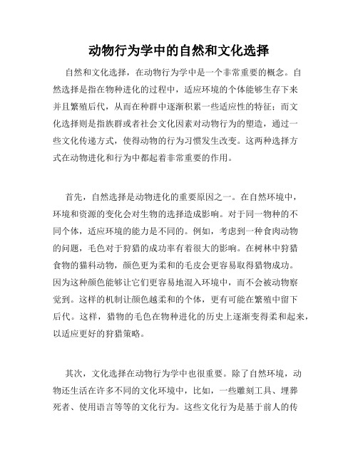 动物行为学中的自然和文化选择