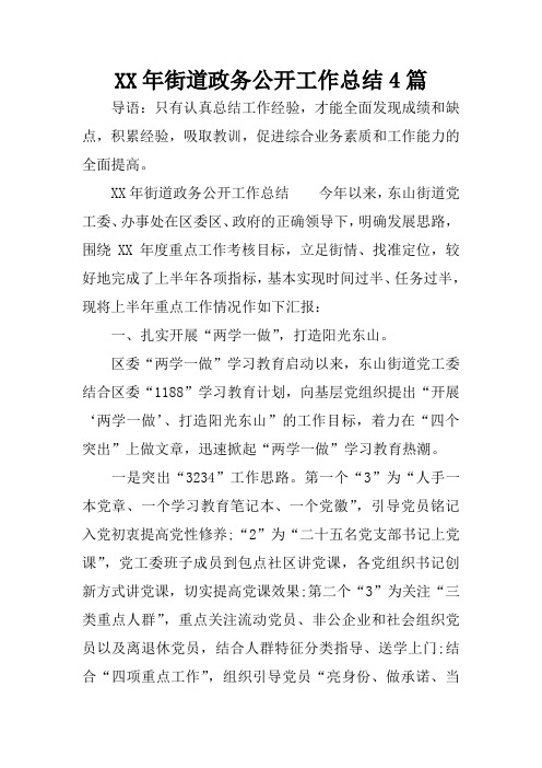 XX年街道政务公开工作总结4篇