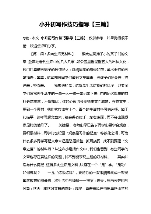 小升初写作技巧指导【三篇】