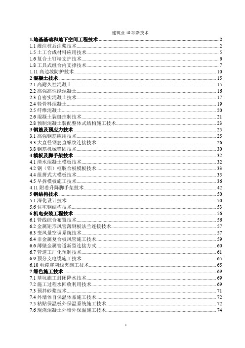2010年建筑十项新技术