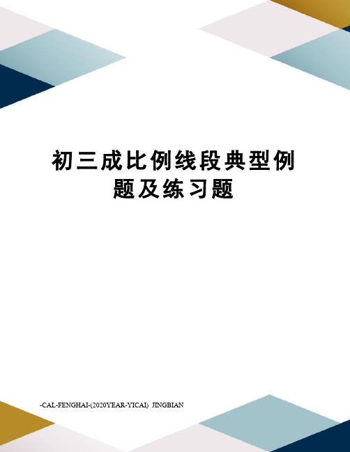 初三成比例线段典型例题及练习题