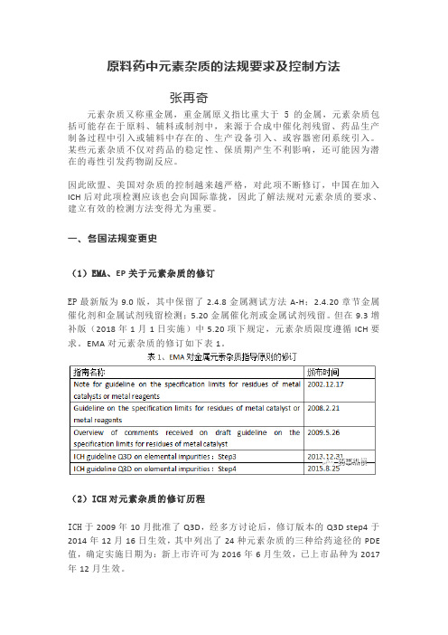 食品药品原料中元素杂质的法规要求及控制方法