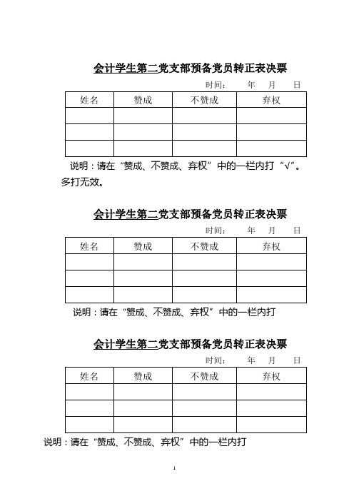 预备党员转正表决结果表