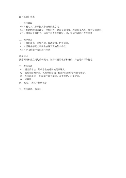 13《夏感》教案