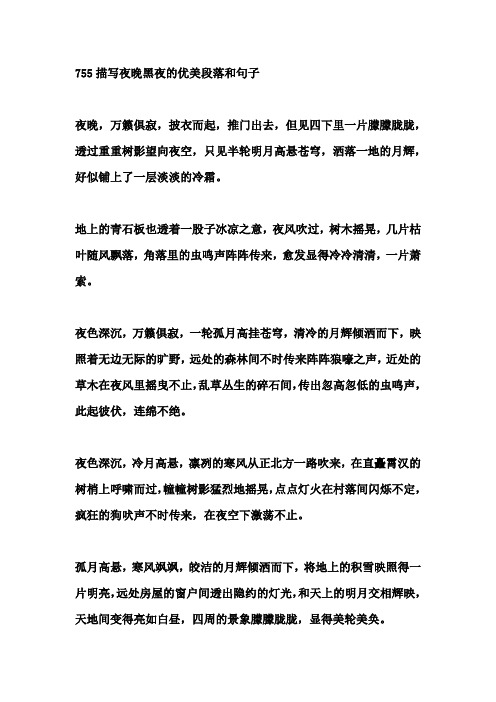 描写夜晚、黑夜的优美段落和句子