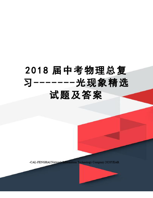 2018届中考物理总复习-------光现象精选试题及答案