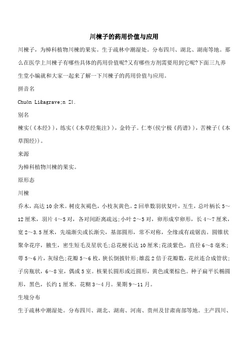【优秀文档】川楝子的药用价值与应用