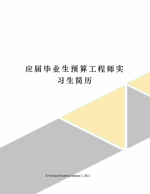 应届毕业生预算工程师实习生简历