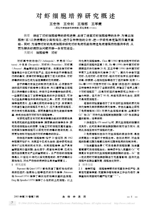 对虾细胞培养研究概述_王宏伟