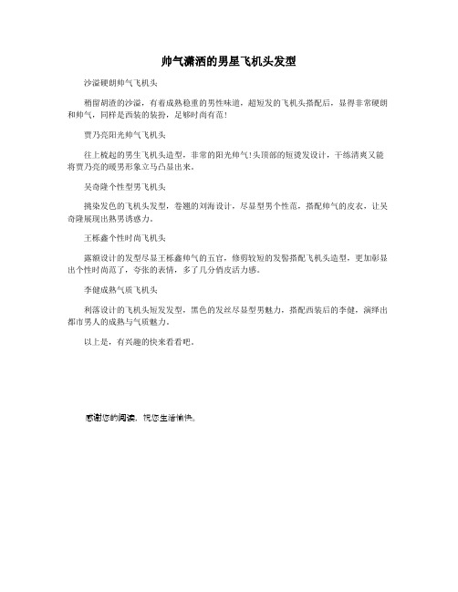 帅气潇洒的男星飞机头发型