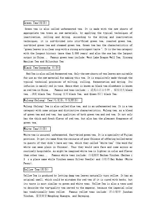 茶的分类英文版