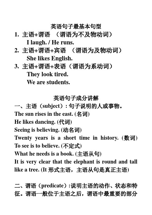 初中英语句子成分分析