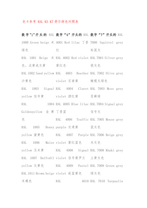 色卡参考_RAL_K5_K7劳尔颜色对照表 (2)