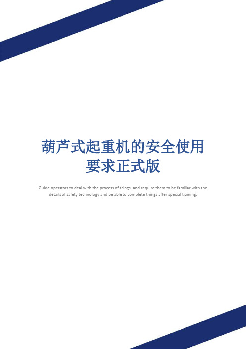 葫芦式起重机的安全使用要求正式版