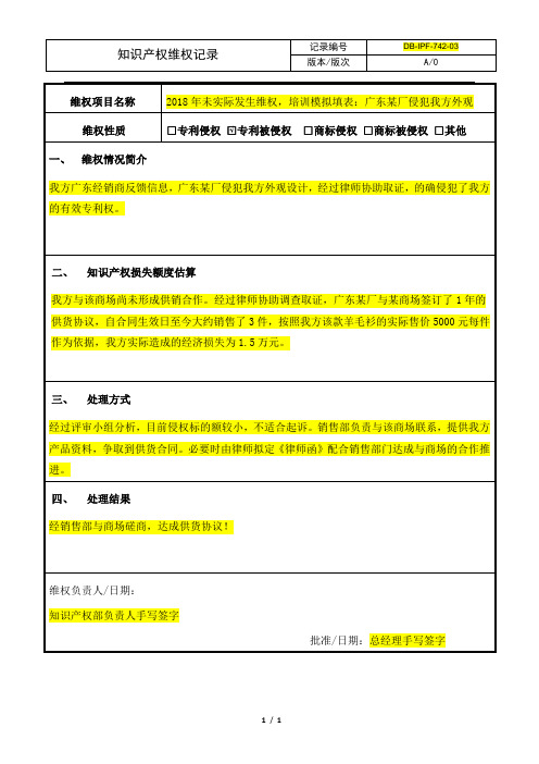 知识产权维权记录