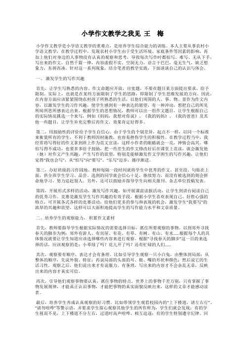 小学作文教学之我见  王 梅