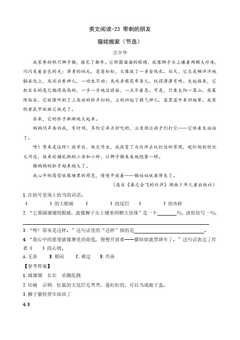 类文阅读-23 带刺的朋友(1)