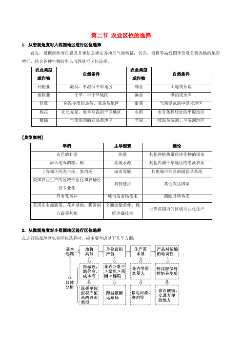 2019高考地理总复习第三章 区域农业及其可持续发展 第二节 农业区位的选择学案必修3