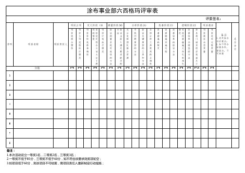 六西格玛项目评价表