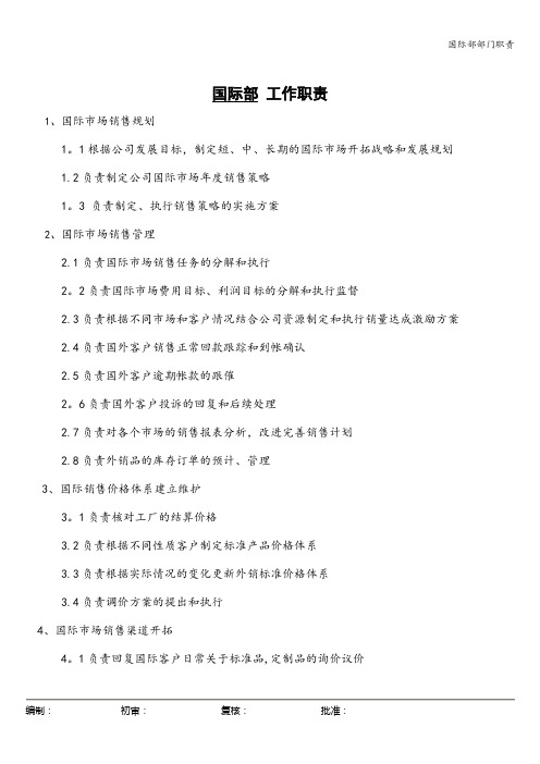 国际部部门职责