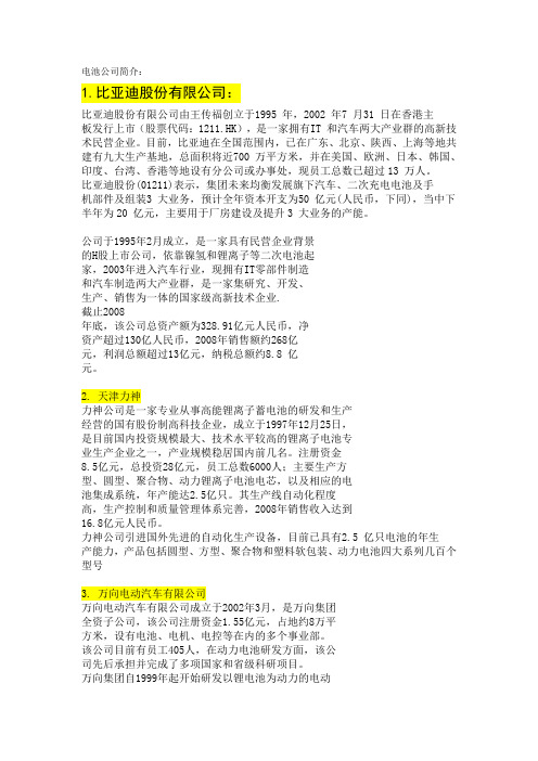 电池公司简介