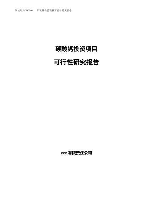 碳酸钙投资项目可行性研究报告(立项)