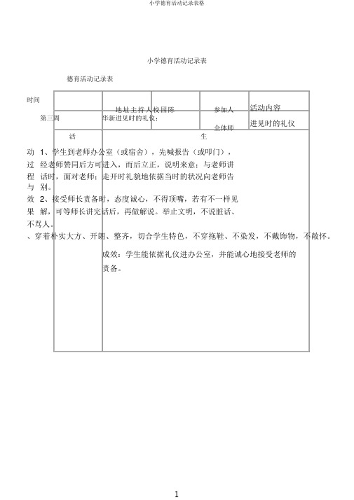 小学德育活动记录表格