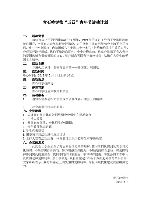 五四青年活动计划