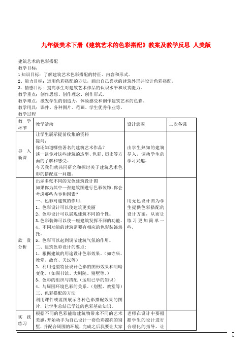 美术九年级下人美版《建筑艺术的色彩搭配》教案