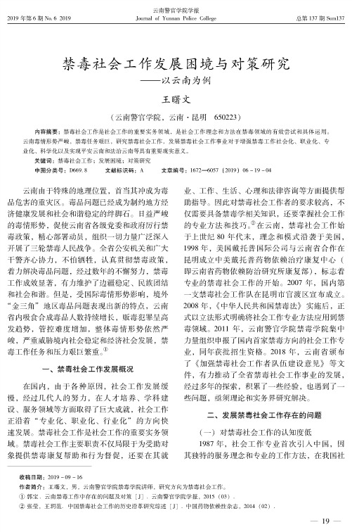 禁毒社会工作发展困境与对策研究——以云南为例