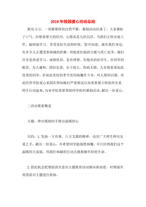 2019年校园爱心活动总结
