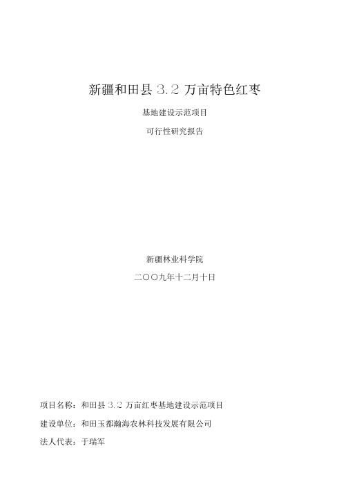 新疆和田县红枣基地可行性报告